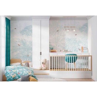 Mural Infantil Floresta das Borboletas Azuis ANIM690 2