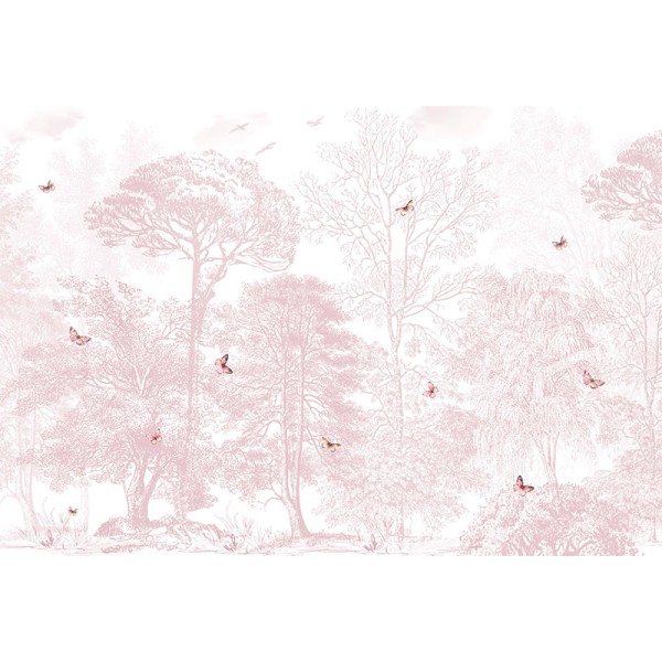 Mural Infantil Floresta das Borboletas Rosas ANIM691