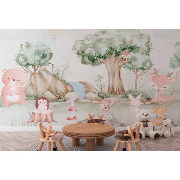 Mural Infantil Bosc Feliç ANIM692 Mural Infantil Bosc Feliç ANIM692
