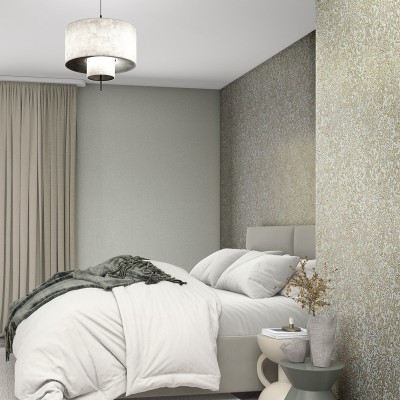 Papel de parede COM RELEVO FLORAL VERDE E DOURADO 35532