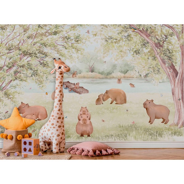 Mural Infantil Capibares al Riu ANIM696 Mural Infantil Capibares al Riu ANIM696