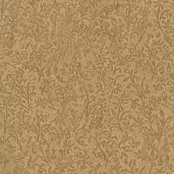 Papel de parede COM RELEVO FLORAL MARROM E DOURADO 35533