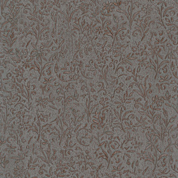 Papel de parede COM RELEVO FLORAL CINZA COBRE 35534