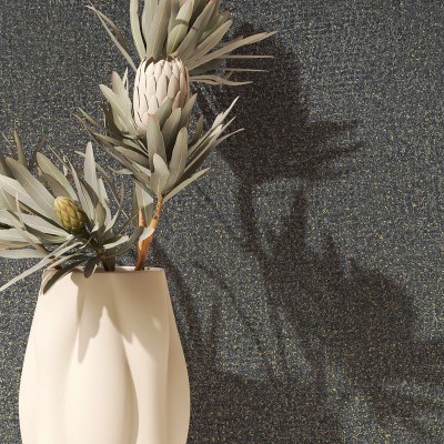 Papel pintado TEXTURA RÚSTICA NEGRO Y DORADO 35520