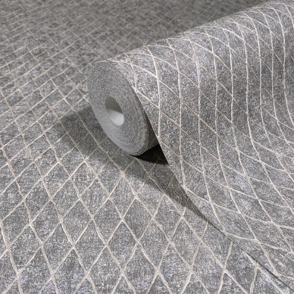 Paper pintat TEXTURA DIAMANT GRIS PLATEJAT 35538 Paper pintat TEXTURA DIAMANT GRIS PLATEJAT 35538