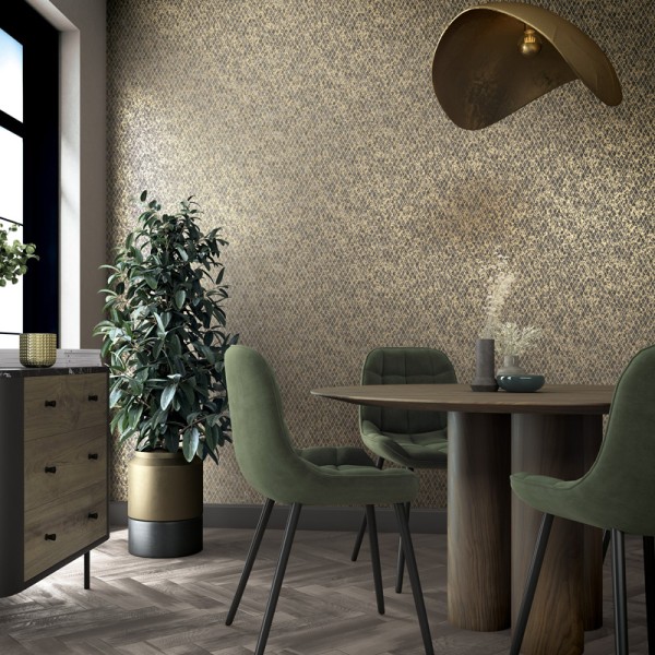 Papel de parede TEXTURA DIAMANTE DOURADO E CINZA 35540