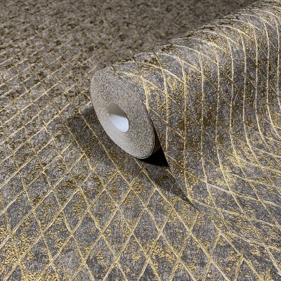 Papel de parede TEXTURA DIAMANTE DOURADO E CINZA 35540
