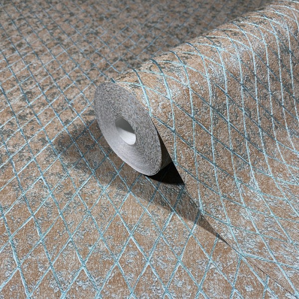 Papel pintado TEXTURA DIAMANTE AZUL Y MARRÓN 35539 Papel pintado TEXTURA DIAMANTE AZUL Y MARRÓN 35539