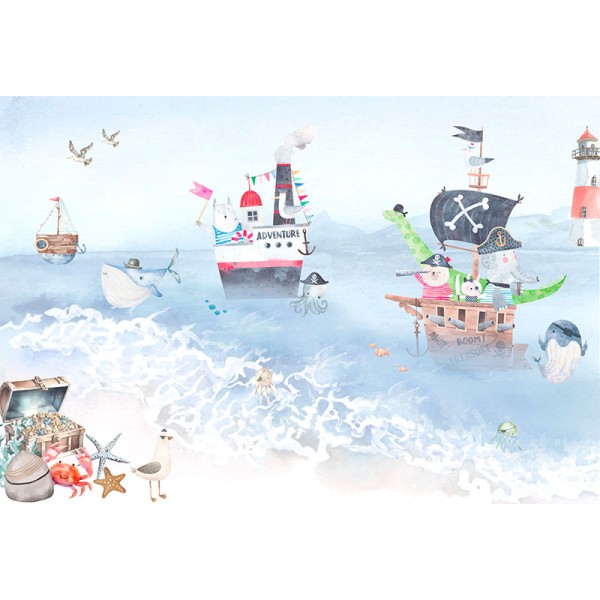 Mural Infantil Piratas en la Orilla ANIM705
