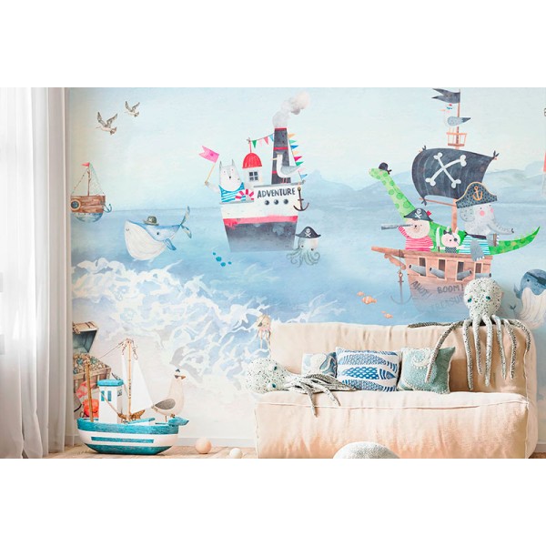 Mural Infantil Piratas a la Costa ANIM705 Mural Infantil Piratas a la Costa ANIM705