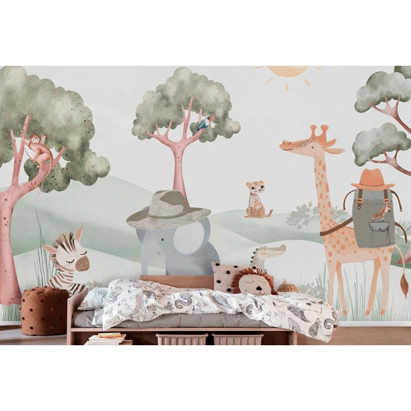 Mural Infantil Safari Africano ANIM706 Mural Infantil Safari Africano ANIM706
