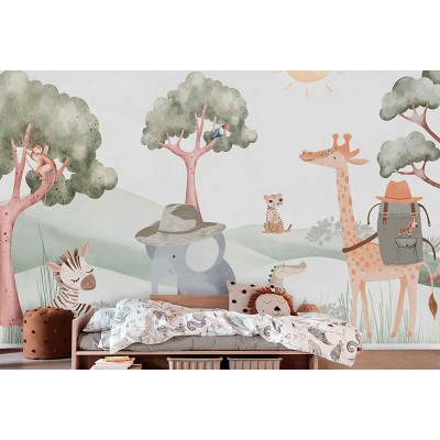 Mural Infantil Safari Africano ANIM706 Mural Infantil Safari Africano ANIM706