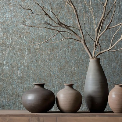 Papel pintado TEXTURA HORMIGÓN AZUL METÁLICO Y COBRE 35526 2