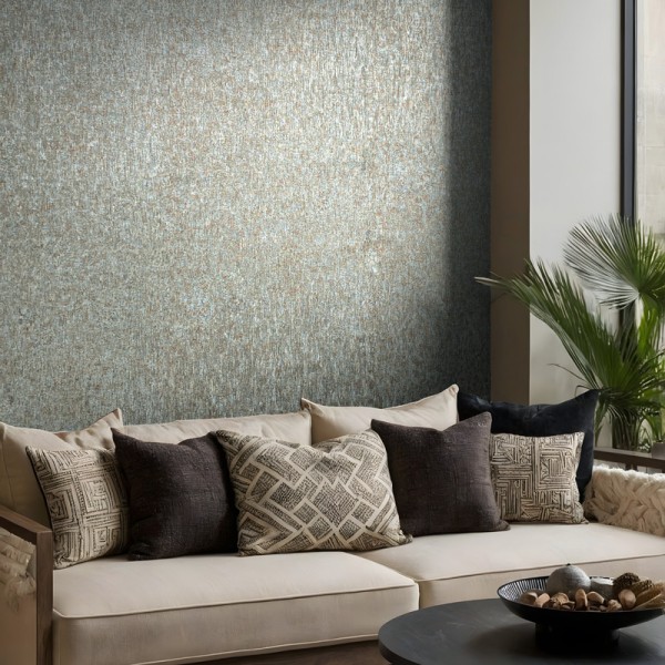 Papel de parede TEXTURA CONCRETO AZUL METÁLICO E COBRE 35526