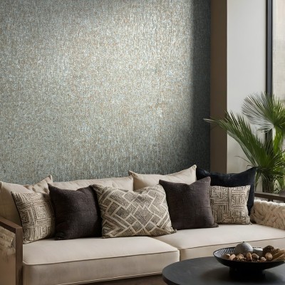 Papel pintado TEXTURA HORMIGÓN AZUL METÁLICO Y COBRE 35526