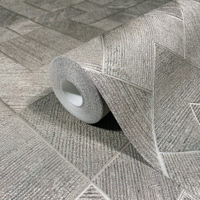 Papel de parede GEOMÉTRICO CONTEMPORÂNEO CINZA PRATEADO 35511