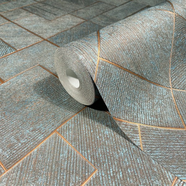 Paper pintat GEOMÈTRIC CONTEMPORANI BLAU METÀL·LIC I COURE 35512 Paper pintat GEOMÈTRIC CONTEMPORANI BLAU METÀL·LIC I COURE 35512