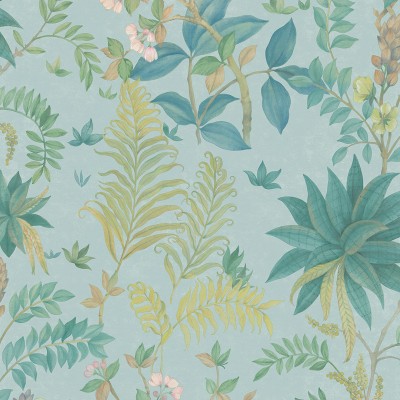 Papel de parede JARDIM DE PALMEIRAS VERDES E AZUIS 480-2