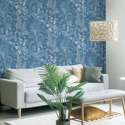 Papel pintado JARDÍN DE PALMERAS AZUL 480-5 2