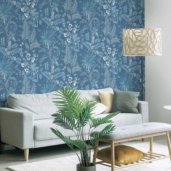Paper pintat JARDÍ DE PALMERES BLAU 480-5 Paper pintat JARDÍ DE PALMERES BLAU 480-5