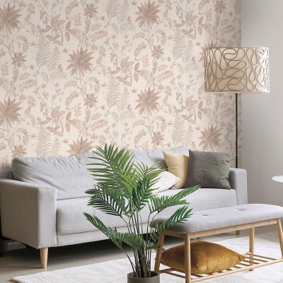 Papel pintado JARDÍN DE PALMERAS SALMÓN TERRACOTA 480-3