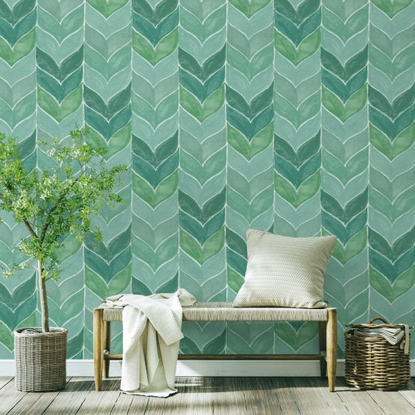 Papel de parede CHEVRON AQUARELA VERDE 483-4 Papel de parede CHEVRON AQUARELA VERDE 483-4