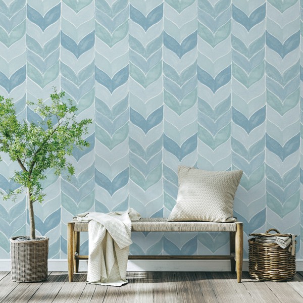 Papel de parede CHEVRON AQUARELA AZUL 483-2 Papel de parede CHEVRON AQUARELA AZUL 483-2