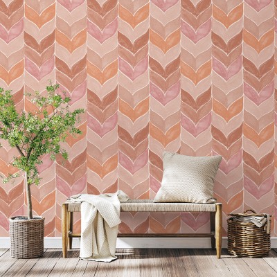 Papel de parede CHEVRON AQUARELA ROSA TERRACOTA 483-3 Papel de parede CHEVRON AQUARELA ROSA TERRACOTA 483-3