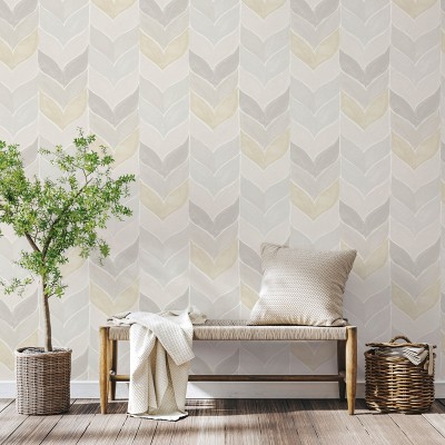 Papel de parede CHEVRON AQUARELA BEGE E CINZA 483-1 2