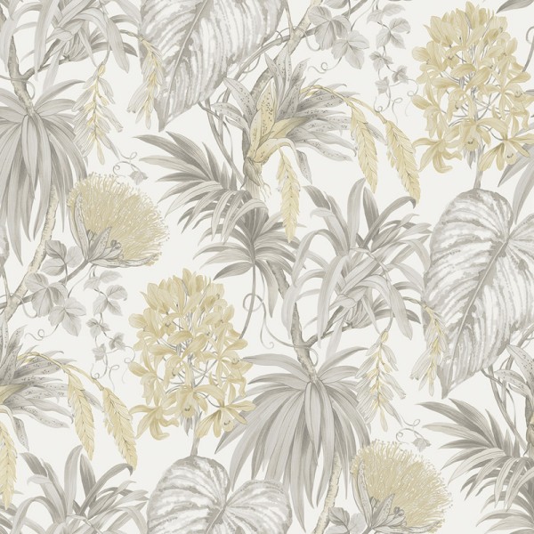 Papel de parede PLANTAS TROPICAIS BEGE E CINZA 482-1