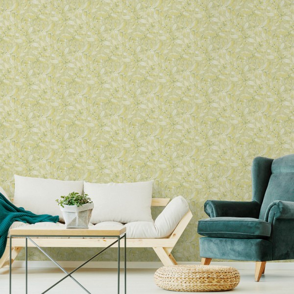 Papel de parede FOLHAS AQUARELA AMARELAS 485-5