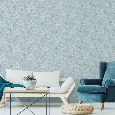 Papel de parede FOLHAS AQUARELA AZUL ACINZENTADO 485-2 2