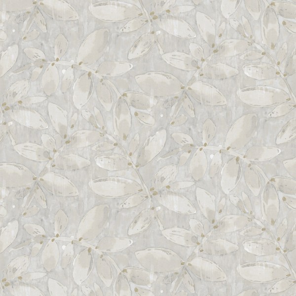 Papel de parede FOLHAS AQUARELA BEGE E CINZA 485-1