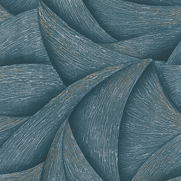 Papel de parede ESPIRAL 3D AZUL E PRATEADO 35507