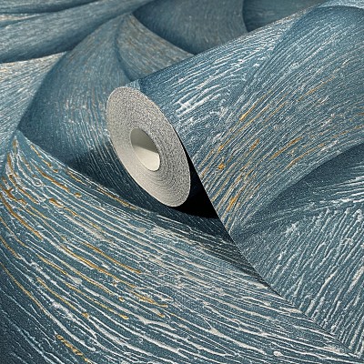 Paper pintat ESPIRAL 3D BLAU I PLATEJAT 35507