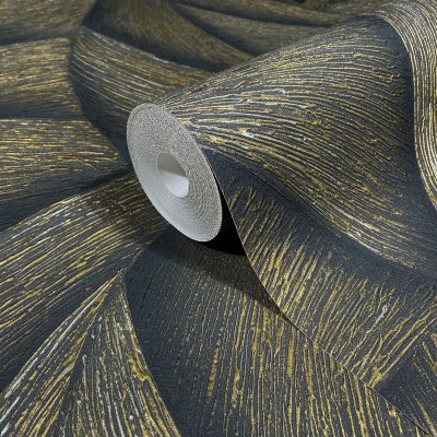 Paper pintat ESPIRAL 3D NEGRE I DAURAT 35506