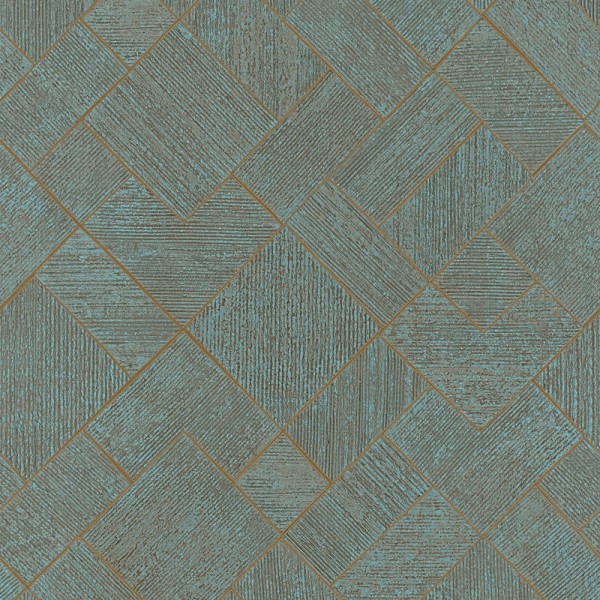 Papel de parede GEOMÉTRICO CONTEMPORÂNEO AZUL METÁLICO E COBRE 35512