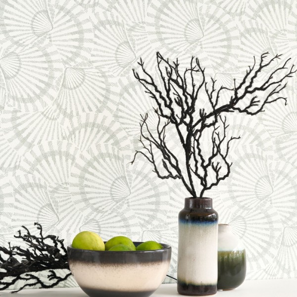 Papel pintado CONCHAS MARINAS BLANCO Y GRIS SEAS_20148_61_61