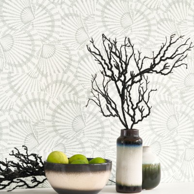 Papel pintado CONCHAS MARINAS BLANCO Y GRIS SEAS_20148_61_61
