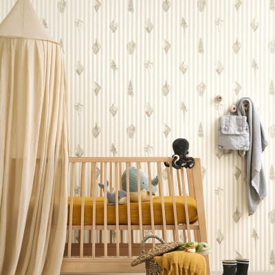 Paper pintat RATLLES NÀUTIQUES AMB PETXINES BEIGE SEAS_20152_13_13