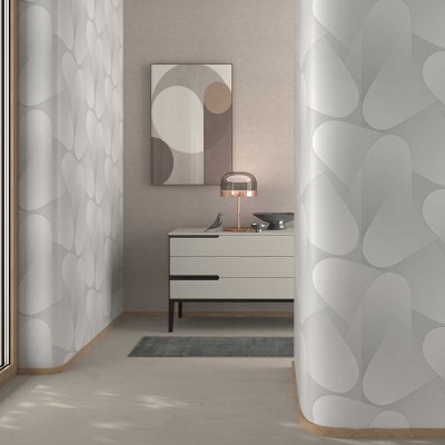Papel pintado RETRO MODERNO BLANCO Y GRIS EC1042331