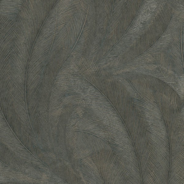 Papel de parede PENAS PRETO E DOURADO EC1047647