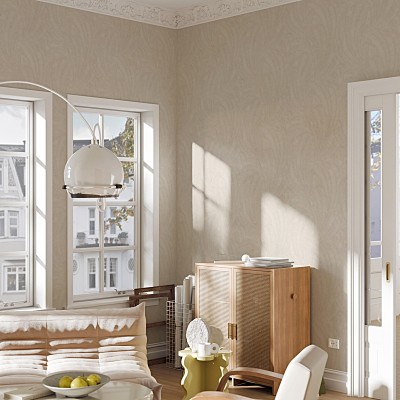 Papel de parede PENAS CREME PÉROLA EC1047602