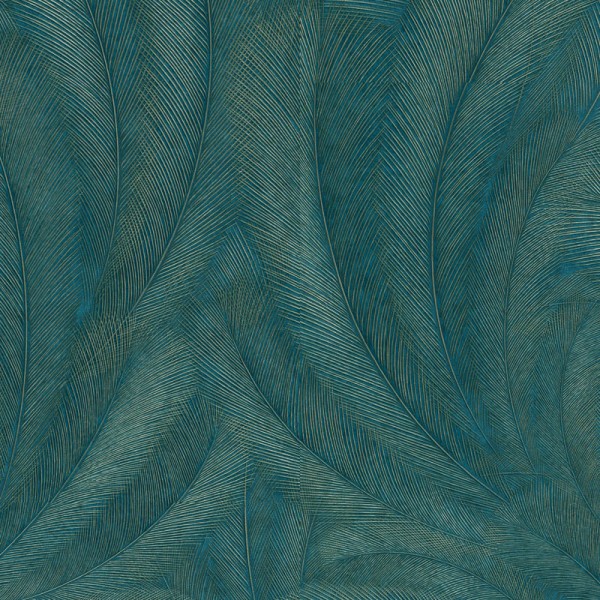 Paper pintat PLUMES TURQUESA FOSC I DAURAT EC1047619