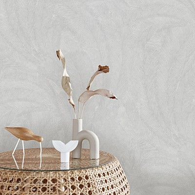 Papel pintado PLUMAS GRIS PERLADO EC1047631