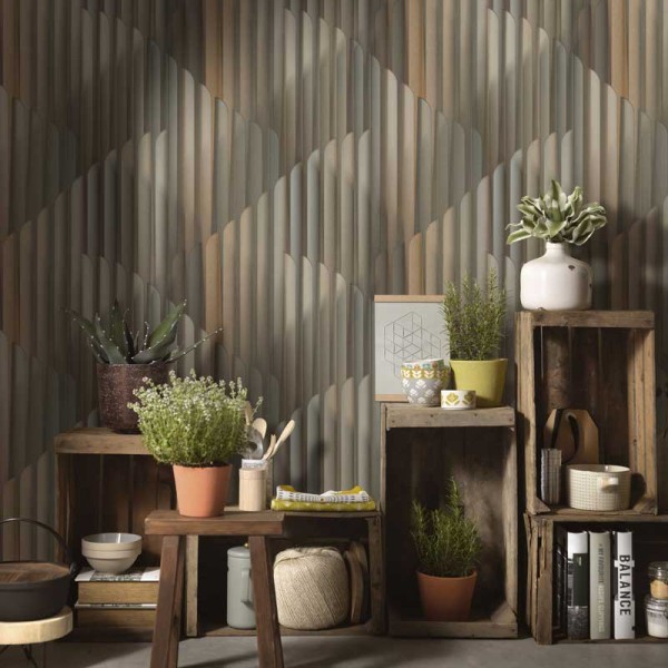 Papel de parede ESCALA 3D BRONZE E CINZA EC1047115