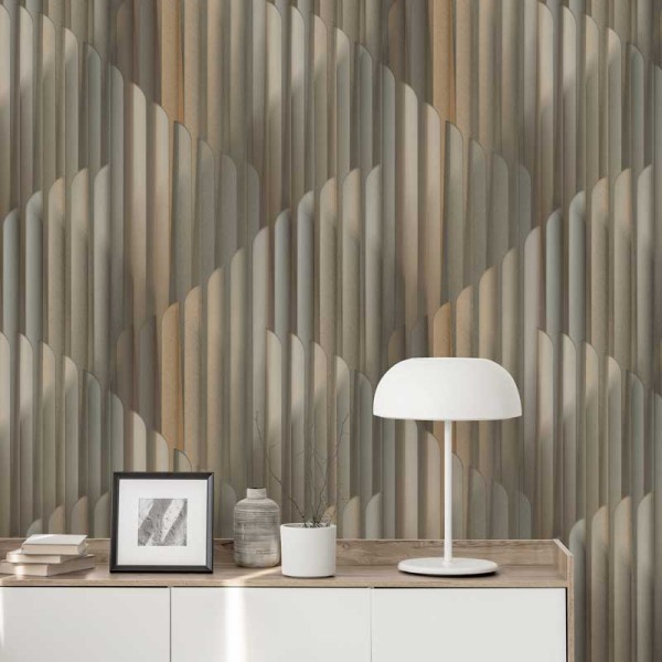 Papel pintado ESCALA 3D BRONCE Y GRIS EC1047115