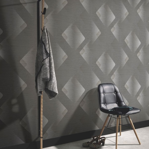 Papel de parede FUTURISTA PRATEADO E CINZA EC1047947