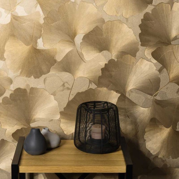 Papel de parede FOLHAS GINKGO DOURADAS EC1047030