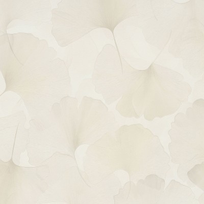 Papel pintado HOJAS GINKGO CREMA PERLADO Y BLANCO EC1047014